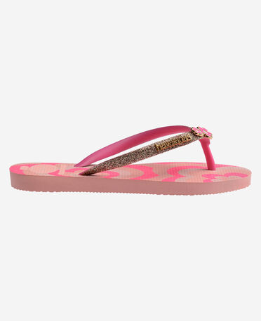 Shop Havaianas Kids' Slim Glitter Thongs In Pink Lemonade/pink Flux
