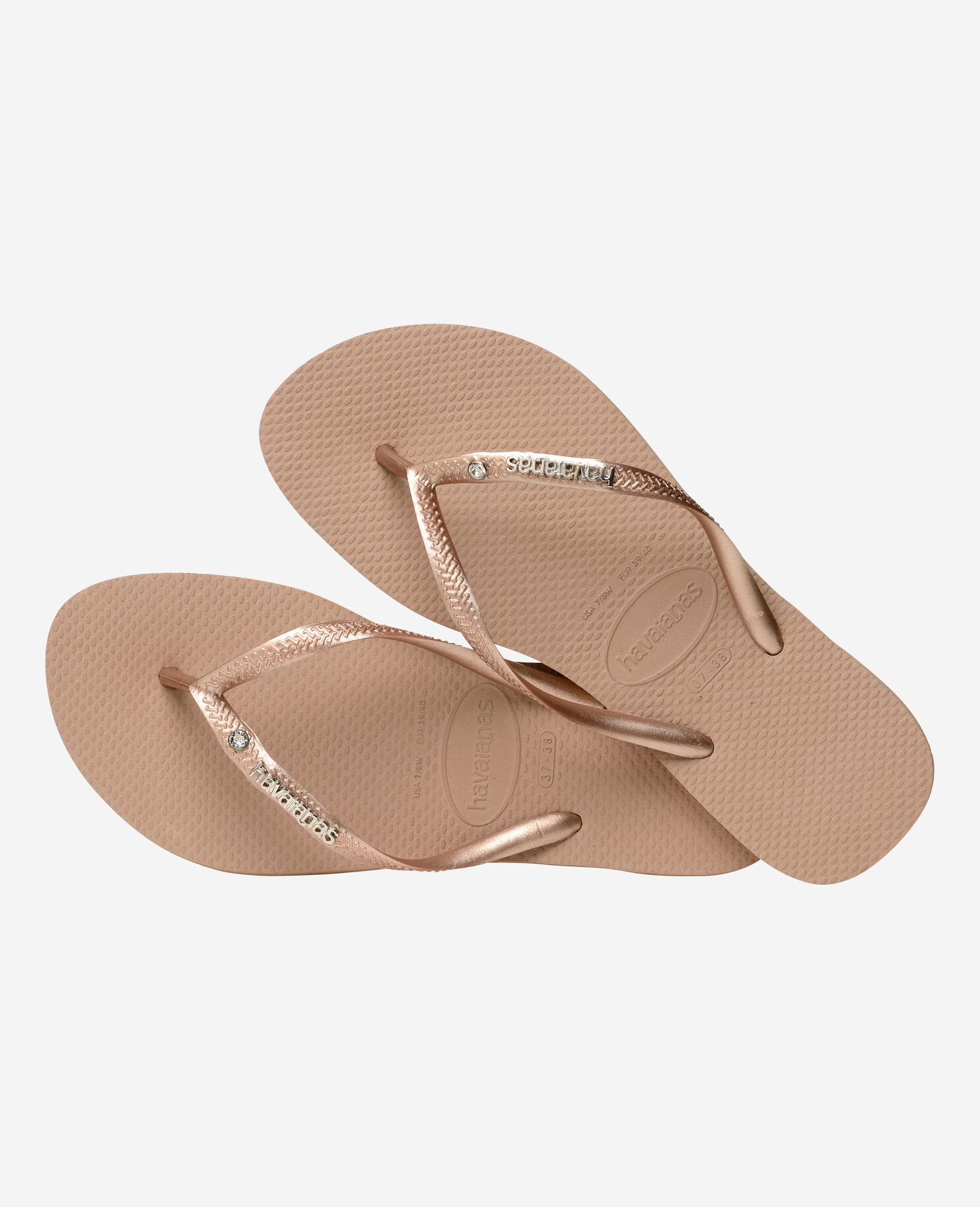 White havaianas with metal logo outlet