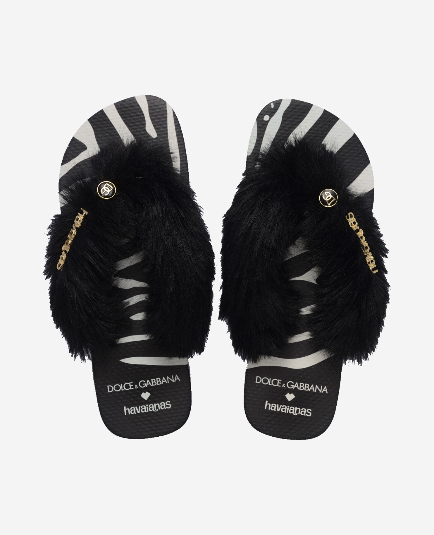 ★関税込★Havaianas x Dolce&Gabbana★Top - Animal Zebra★ Women's Dolce&Gabbana Animals Faux Fur Zebra Top Flip Flops