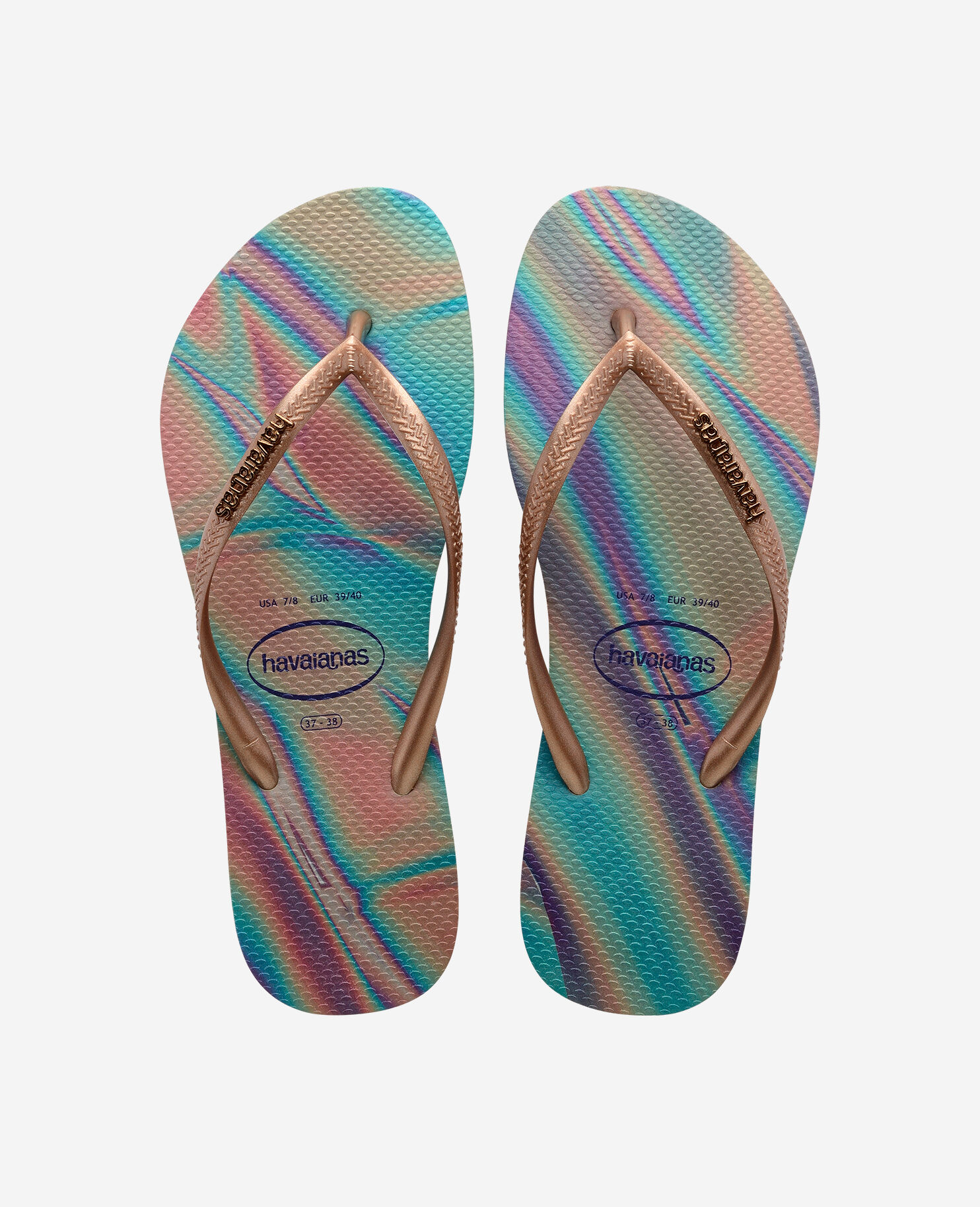Havaianas Slim Iridescent Flip Flops with modern print
