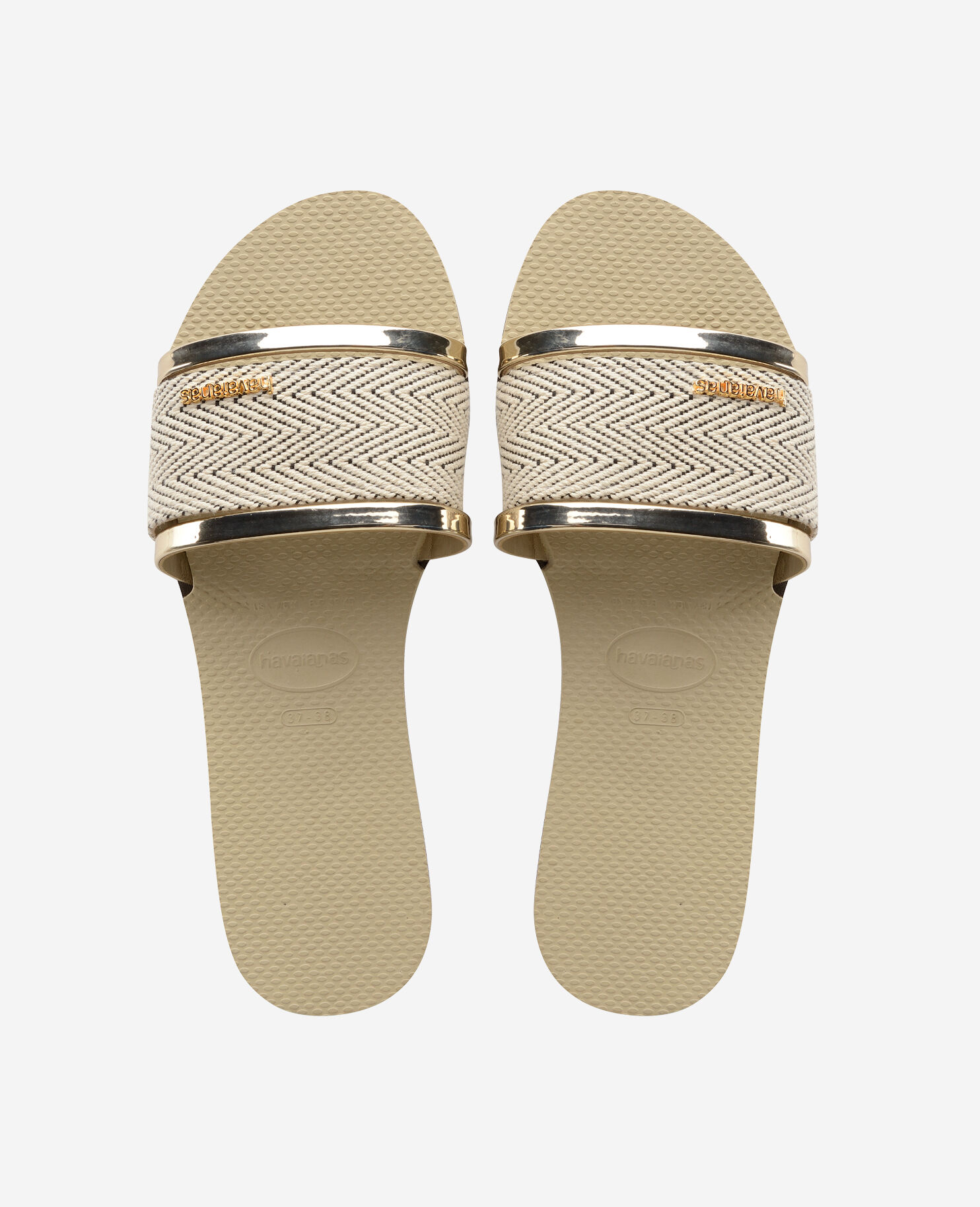 havaianas flip flops white and gold