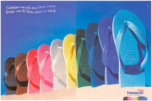 Chanclas havaianas de colores de los años 90