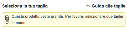 Guida alle taglie nella pagina prodotto havaianas.