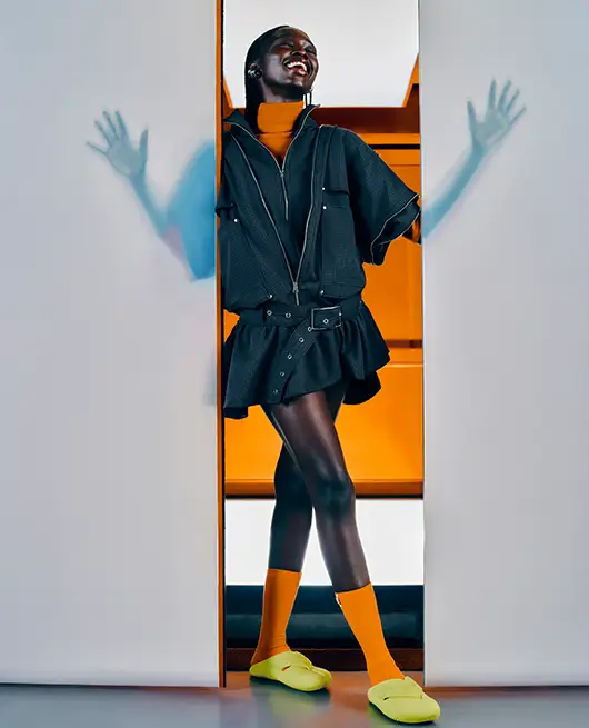 Model styling the Havaianas Top Toe Mule with Havaianas Socks