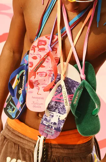 Co-branded Havaianas and KidSuper design details
