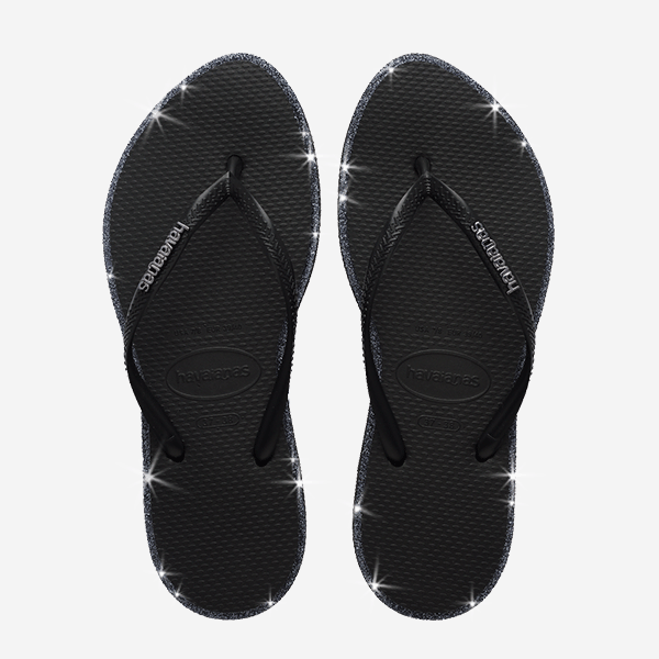 Havaianas Flip Flops>Slim Point Glitter  Slim Point Glitter Metallic Rubber, Women's Size 35/36