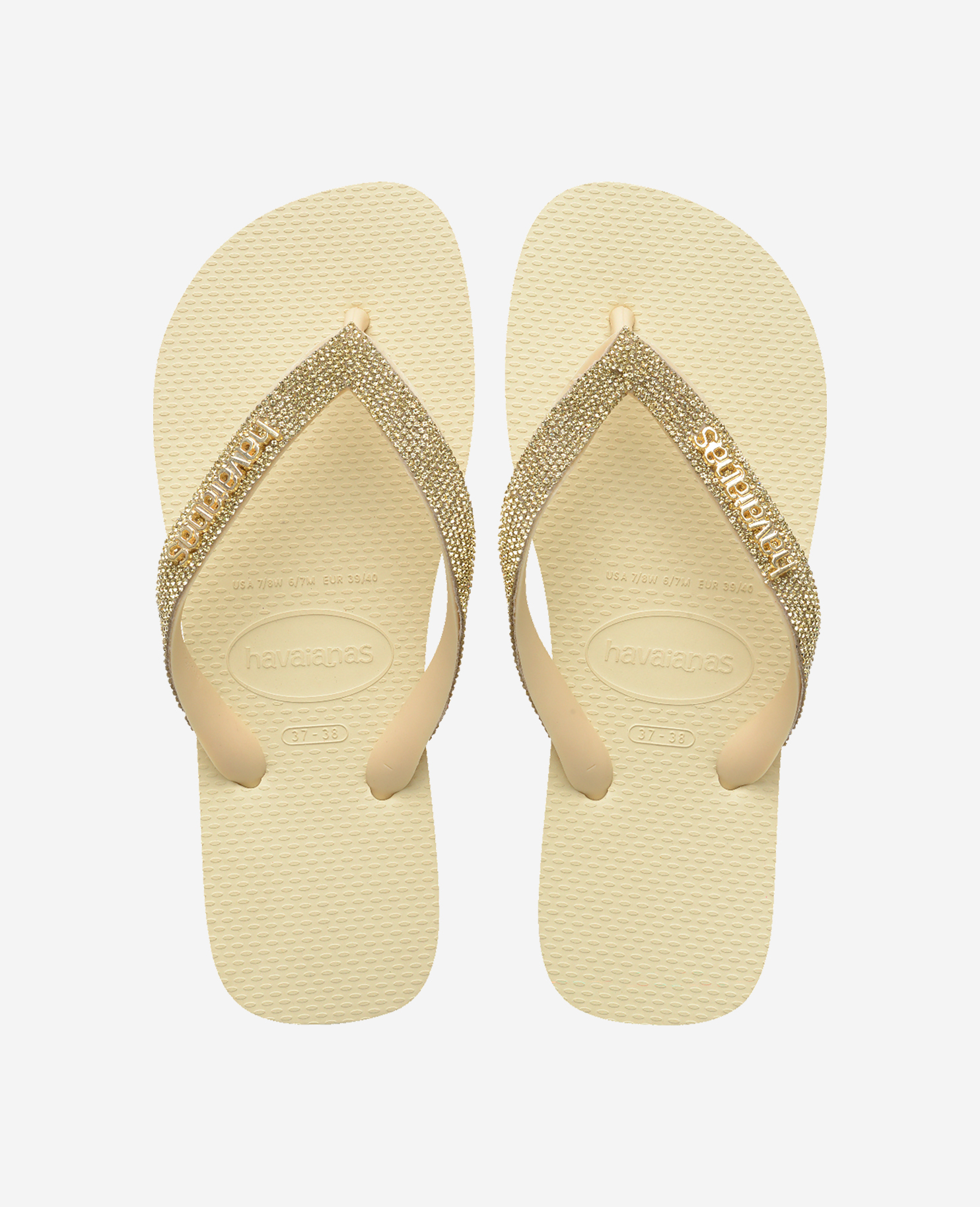 Havaianas Flip Flops Top Glow Metallic Rubber, Women's Size 37/38